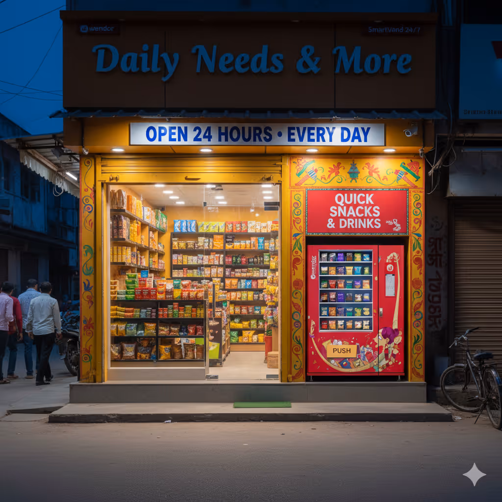 Retail storefront with vending integration