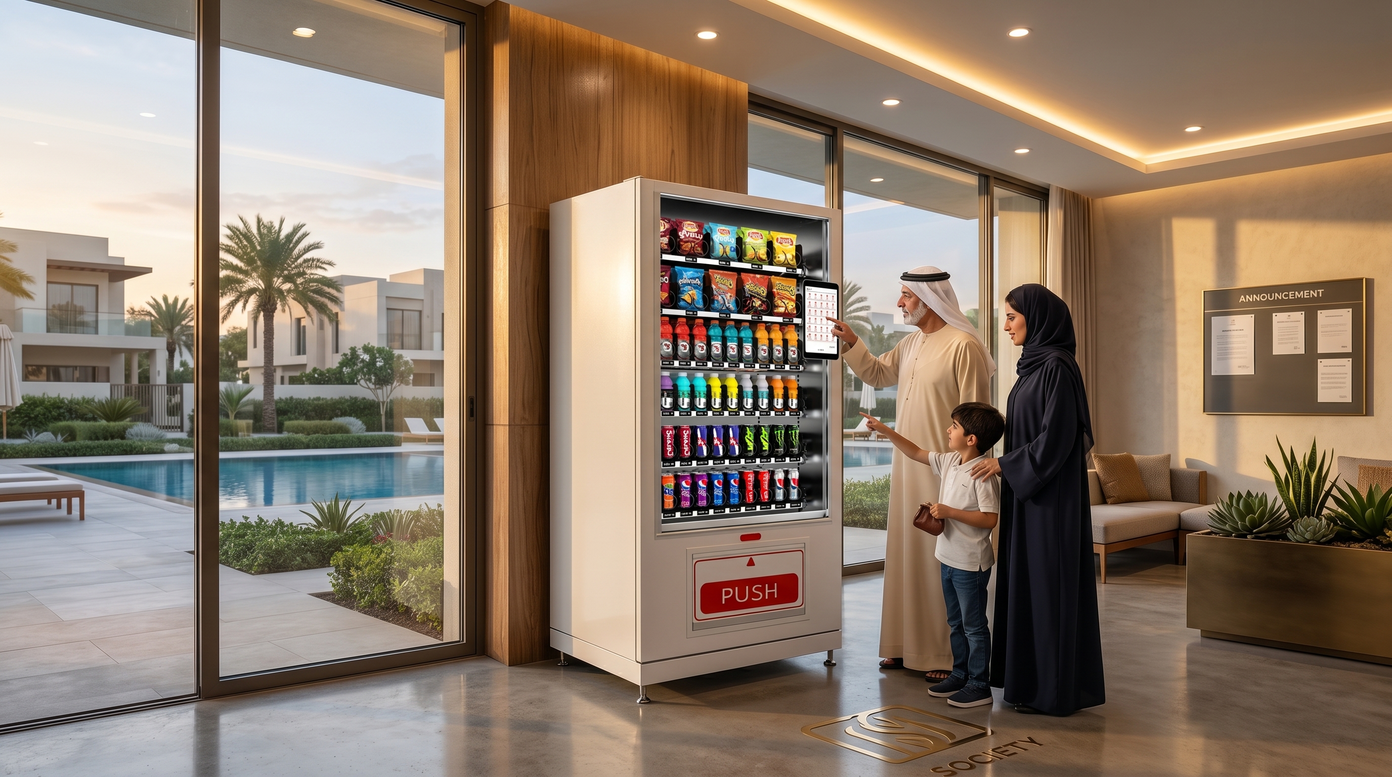 Residential community convenience vending setup