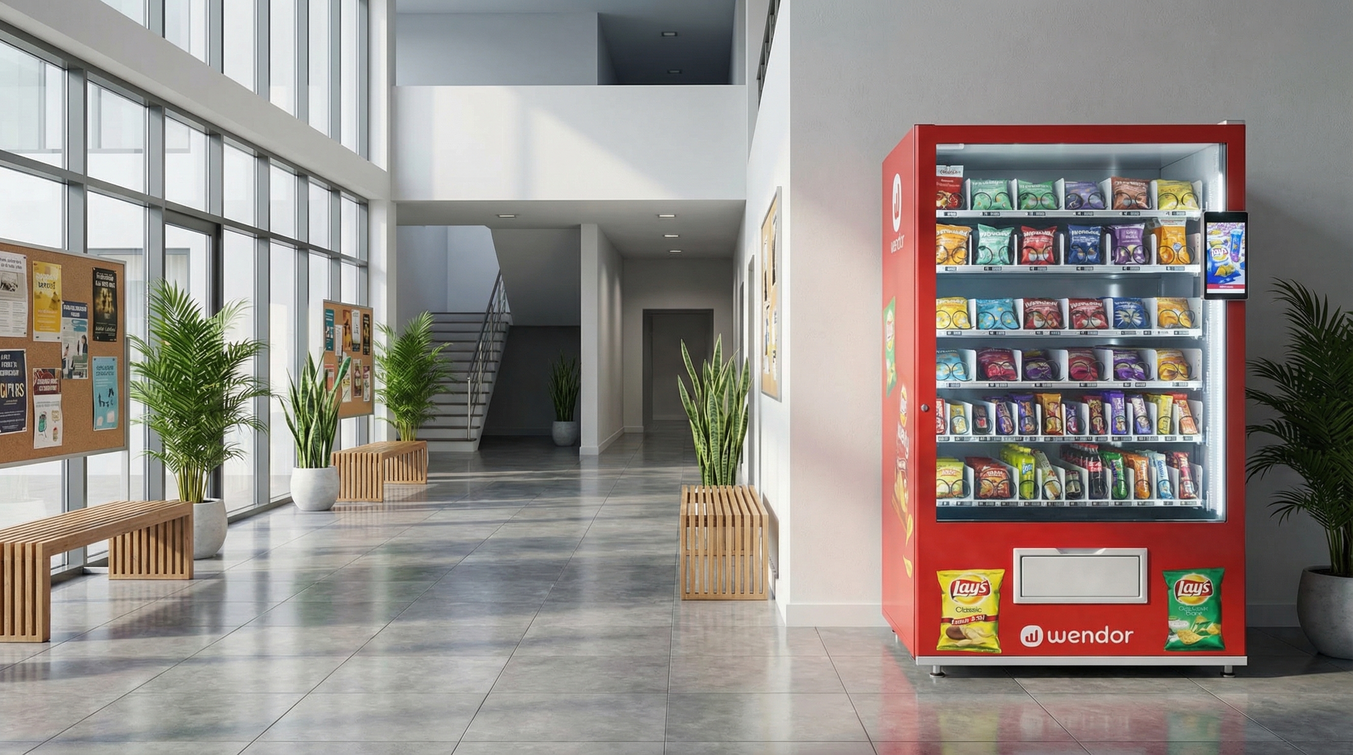 Smart vending machine with digital display representing USD pricing