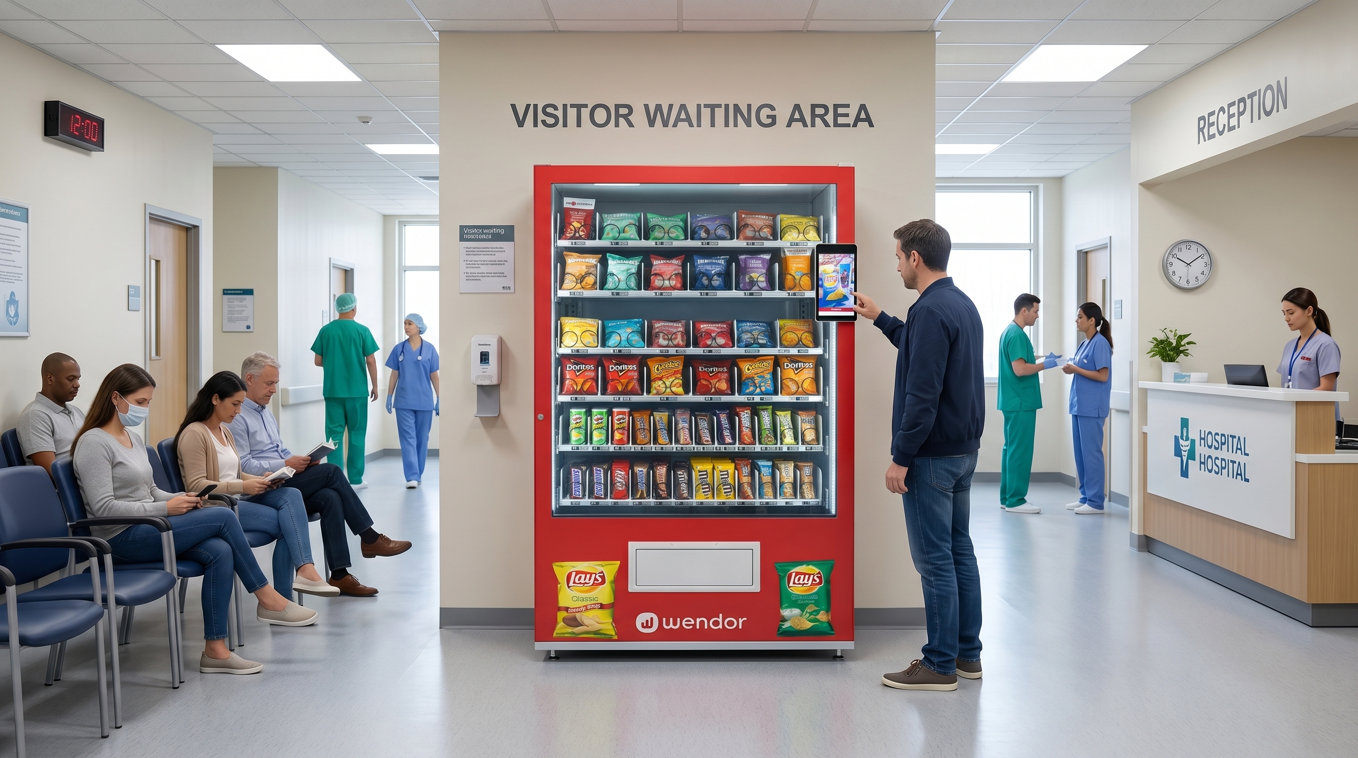 Hospital environment with self-service vending support