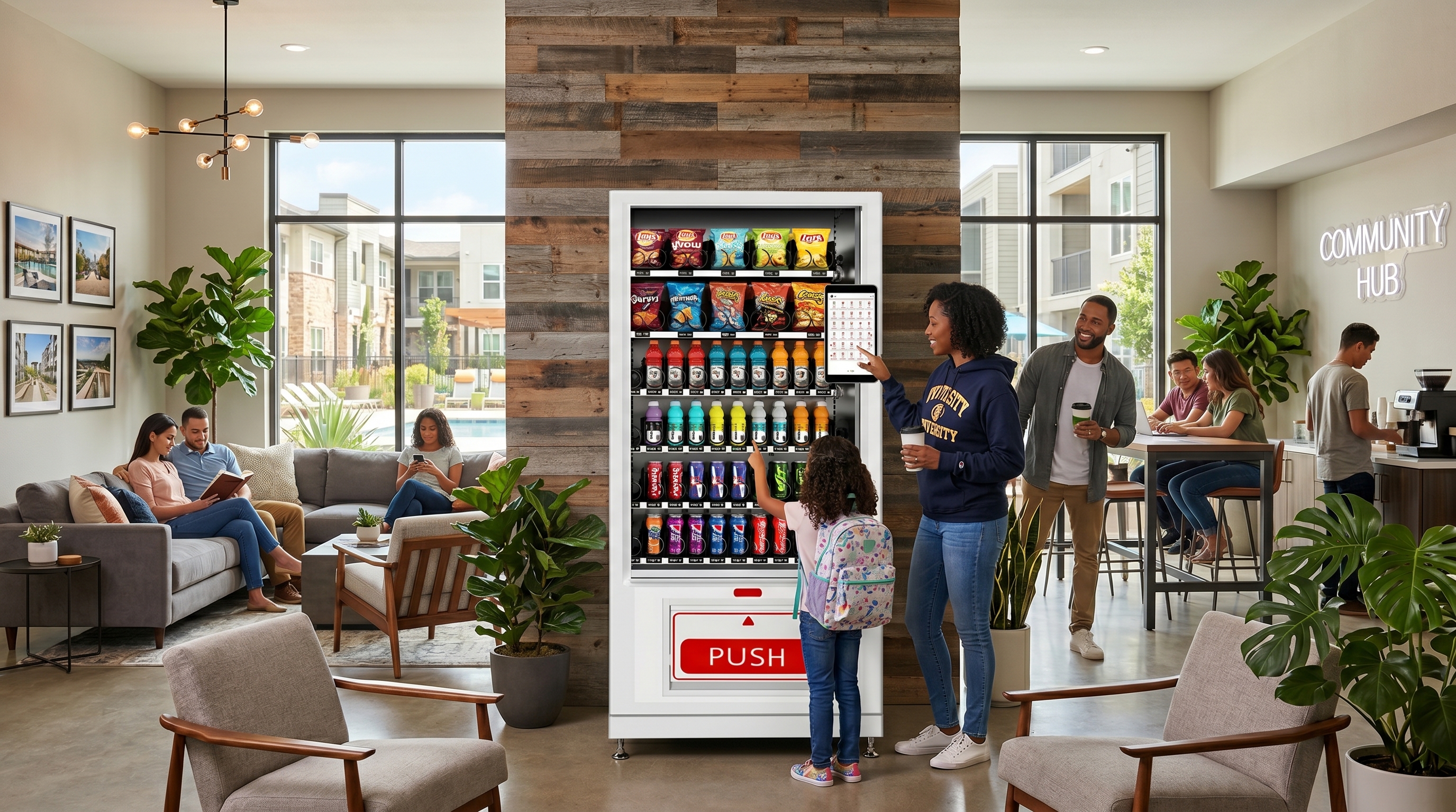 Residential community convenience vending setup
